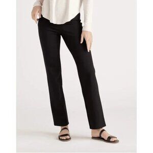 Quince Women's Black Ultra-Stretch Ponte Pants Straight Leg M Petite 28" NWT